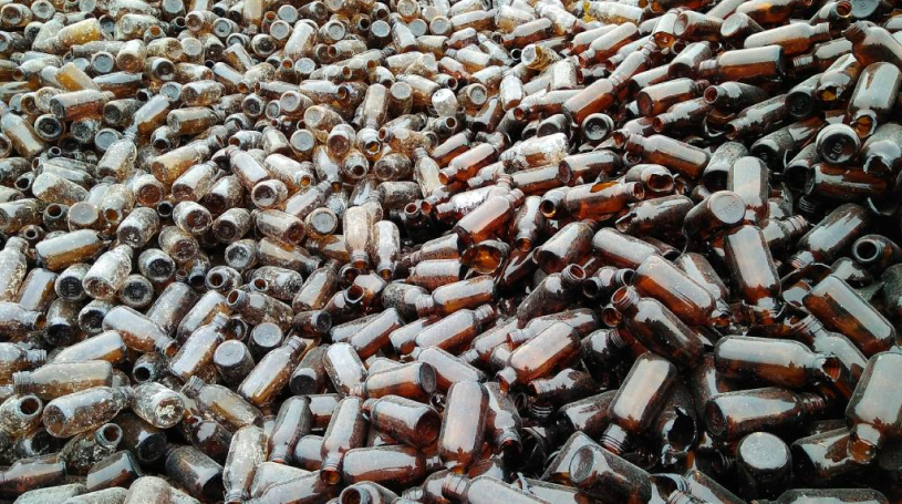 A pile of glass waste